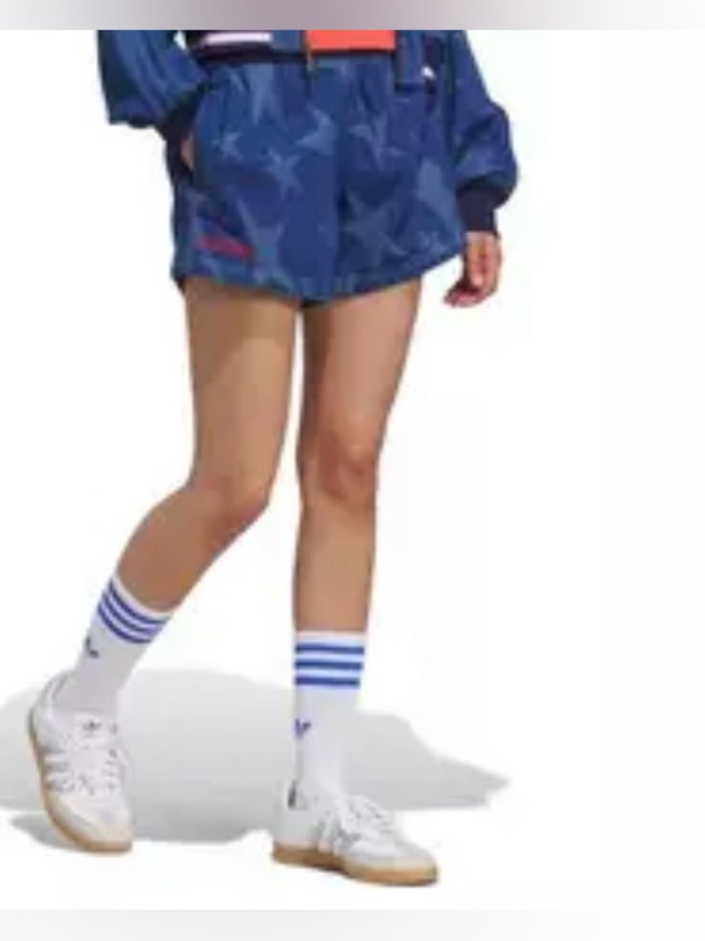 Adidas Denim Graphic Varsity Blue Shorts NWT Size Medium